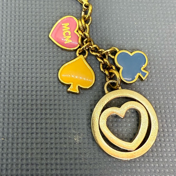 EUC MCM Gold Bag Charm with Heart and Colorful Charms Keychain - Picture 4 of 7